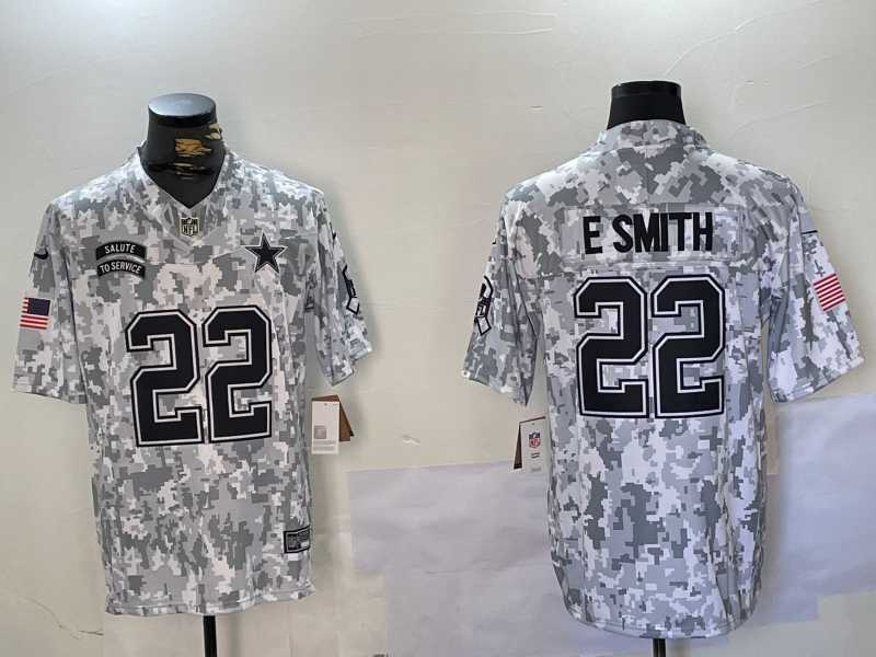 Mens Dallas Cowboys #22 Emmitt Smith Arctic Camo 2024 FUSE Salute to Service Limited Stitched Jersey Dzhi